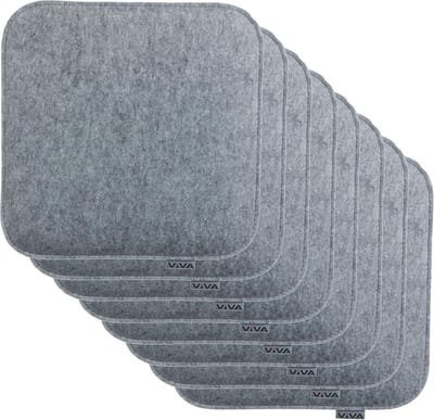 Set van 8 Vierkante Zitkussens 35x35 cm Lichtgrijs – Comfortabel Vilt Stoelkussen voor Binnen en Buiten