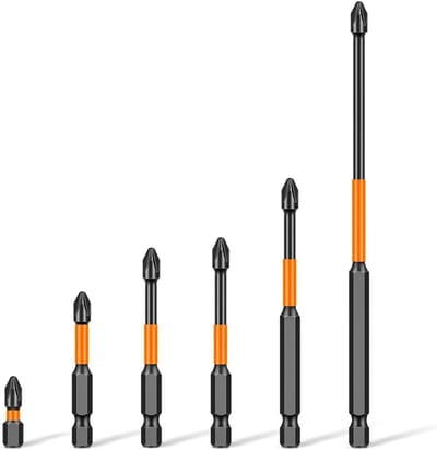 6 Stks Magnetische Boor Schroevendraaiers Bits 1/4 Inch PH2 Staal Heavy Duty Impact Schroevendraaiers Anti Slip Cross Schroevendraaier Bit Set 25 50 65 70 90 150mm Lengte