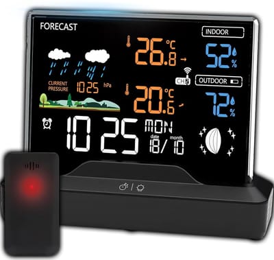Weerstation Draasloos Binnen/Buiten - Weerstation - Zwart - Draadloze Functionaliteit - Multifunctioneel - Voor Binnen en Buiten