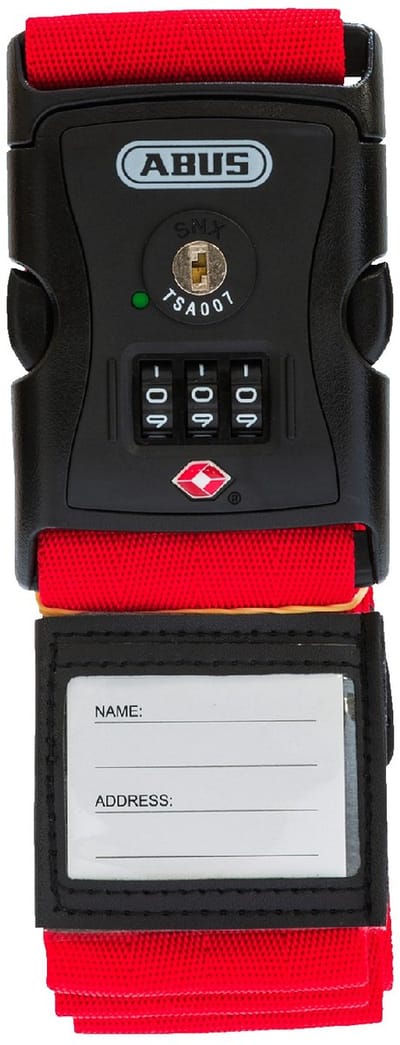 ABUS - Kofferband - Kofferriem - Bagageriem - Cijferslot - 3 Cijfers - met TSA slot - max 192 cm - Rood