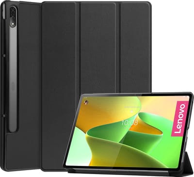 Hoesje Geschikt voor Lenovo Tab P12 Pro - Dun & Stevig - Trifold Bookcase - Hard Cover - Hardcover Book Case - Tablet Hoes - Zwart