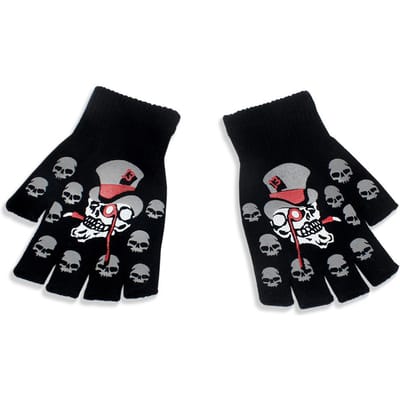 1 Paire Gants Tricotés Lumineux Halloween Tête de Mort Griffe de Fantôme Tête de Mort Demi-Doigt Gants Adultes Gants de Sport pour l'Équitation gray