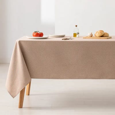 GAMUSI Waterafstotend jacquard katoenen tafelkleed met geometrisch patroon LOSAN - 140 x 100 cm - Taupe