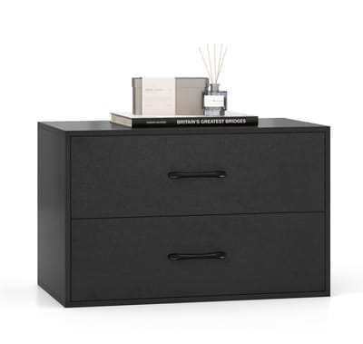 COSTWAY Ladekast met 2 laden, stapelbaar, dressoir van hout, nachtkastje, opbergkast, ladekast voor woonkamer, kantoor, slaapkamer, 60 x 34 x 38 cm (zwart)