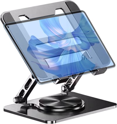 Laptopstandaard - Tablethouder Verhoger - Comfortabel Werken - 360 Graden Draaibaar - 24 x 22 cm - Zwart
