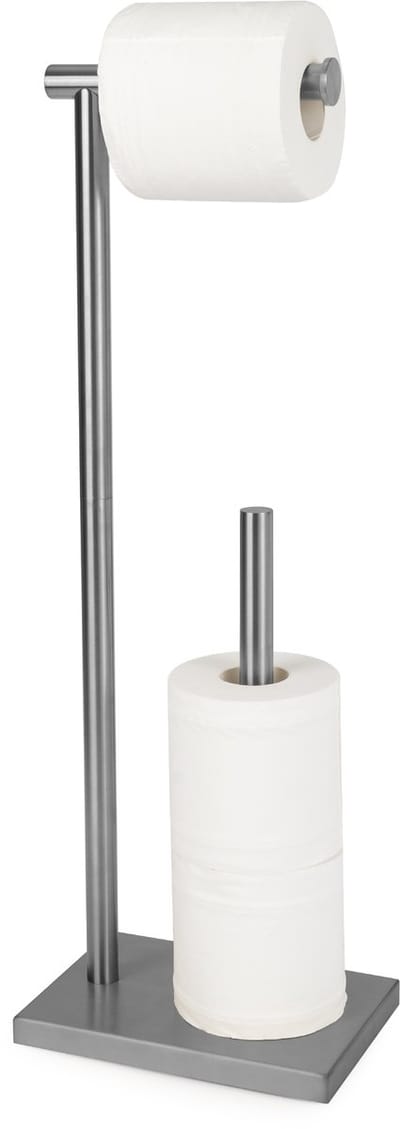 VDN Stainless wc rolhouder staand gun metal - Toiletrolhouder en reserverolhouder - RVS - Geschikt voor 3+1 WC papier rollen - 2 in 1