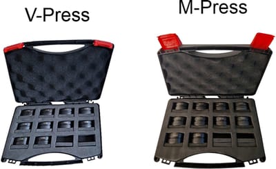 Germat Klembekken Set t.b.v. GMT 1632 – V en M Profiel – V12-15-18-22-28 / M12-15-18-22-28 – Inclusief Koffer – Voor Persmachine – Consument en Professional