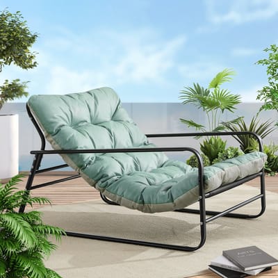 HomeMiYN Loungestoelen – Teslindi Stof Blauw-Grijs – Voor Woonkamer, Balkon, Tuin & Terras – 240kg – Ergonomisch