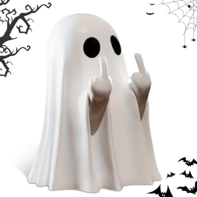 Halloween decoratie-halloween-halloween versiering-Halloweendecoraties met spookjes voor binnen - Halloweenfiguur met middelvinger, schattige spookdecoraties met vinger - Harsen beeldje voor op de veranda en als cadeau voor op het bureau