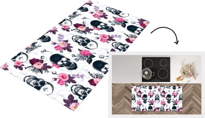 Keukenloper - Loper keuken - Tieners - Skull - Roos - Patronen - 120x60 cm - Keukenloper vinyl