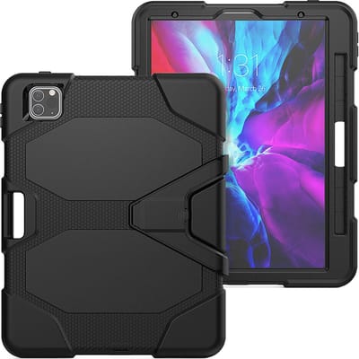 Tablet Hoes Geschikt voor: Apple iPad Pro 11 (2020) / iPad Pro 11 (2021) / iPad Pro 11 (2022) Shockproof Proof Extreme Army Military Heavy Duty Kickstand Cover Case - Zwart