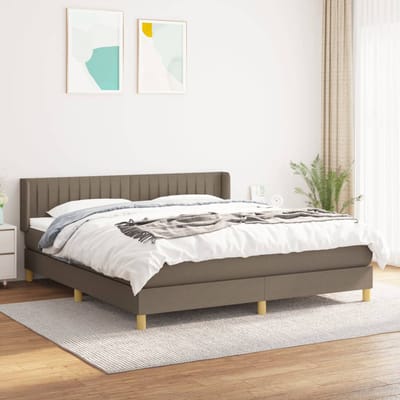 vidaXL - Boxspring - met - matras - stof - taupe - 180x200 - cm