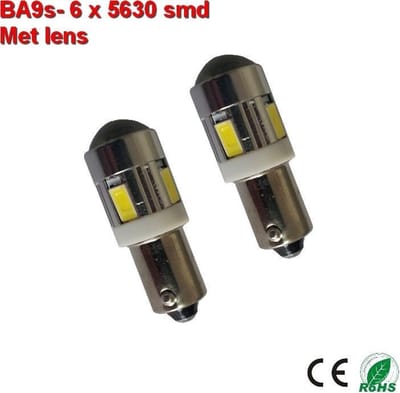 2x ba9s led lamp met 6 x 5630smd Wit 10 tot 36Volt