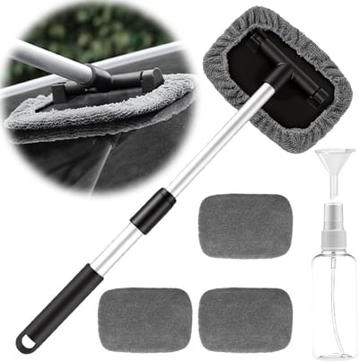 Ruitenreiniger Set - Auto Glasreiniger - Auto Onderhoud - Uitschuifbaar Handvat - 27-45 cm - Grijs