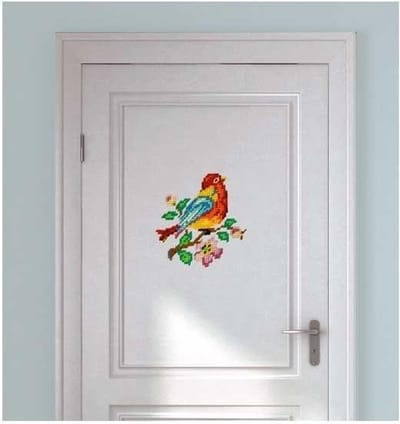 Muursticker Geborduurde vogel