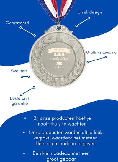 Akyol - dit is hoe de leukste en meest geweldige zus eruit ziet medaille zilverkleuring - Zus - familie - cadeau