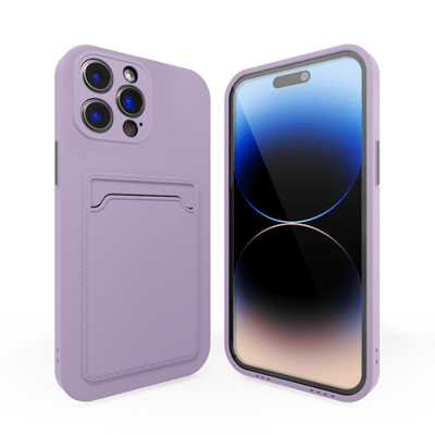 Backcover hoesje met pashouder - Geschikt voor iPhone 12 Pro hoesje - Pasjeshouder shockproof case - Ruimte voor pasjes - Siliconen hoesje paars / lila
