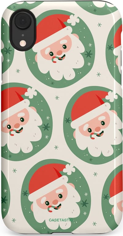 Casetastic hoesje geschikt voor Apple iPhone XR - Dubbellaagse bescherming - Zuurstok Groen Witte Kerstman - Fashion Case - Wit Saliegroen Crème Terracotta