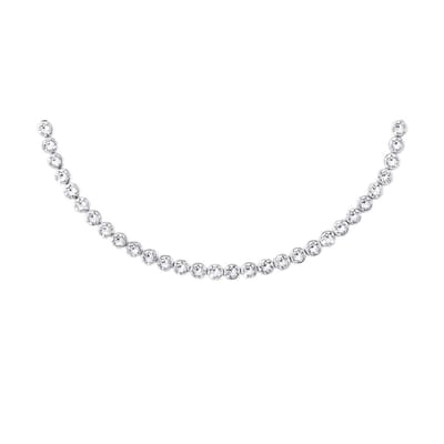 Lucardi Dames Zilveren collier met kristal wit - Echt Zilver - Ketting - Cadeau - 45 cm - Zilverkleurig