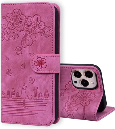 Hoesje geschikt voor iPhone 11 - Bookcase - Koord - Pasjeshouder - Portemonnee - Camerabescherming - Bloemenpatroon - Kunstleer - Roze