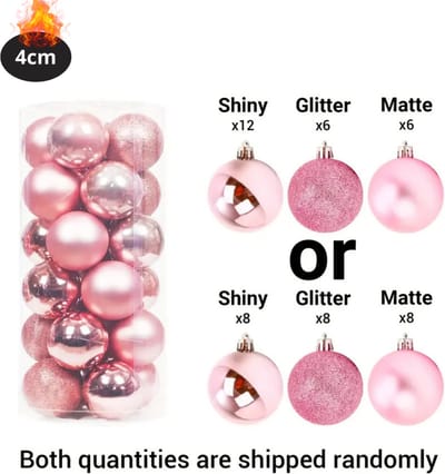 Livano Kerstballen - Kerstversiering - Plastic - Roze - 4 cm - 24 stuks