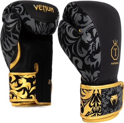 Venum x Ilia Topuria Unmatched Boxing Gloves Black Gold - 16 OZ