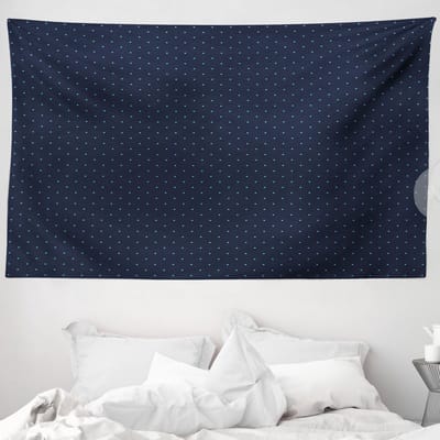 ABAKUHAUS Polka Dot Wandtapijt en Sprei, Blauwe Stippen Retro Stijl, 230 x 140 cm, Lichtblauw en Donkerblauw