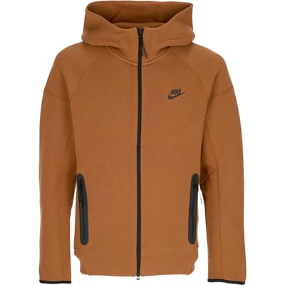 Lichtgewicht herenhoodie met rits Tech Fleece Windrunner-hoodie met volledige ritssluiting Lt British Tan/zwart