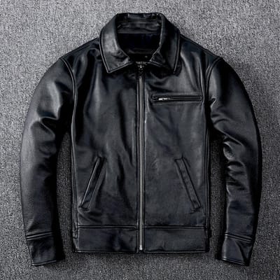 Leren Getailleerd Casual Leren Jas met Revers voor Jonge Mannen 5XL black