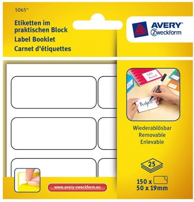 Etiketten in blok 50x19mm Verwijderbaar 150x stuks