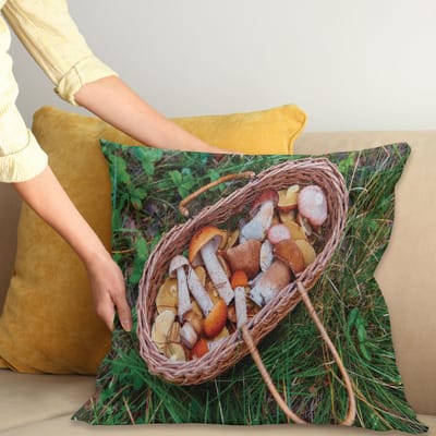 ABAKUHAUS Paddenstoelen-kussenhoes – Decoratief, 50x50 cm, Multicolor