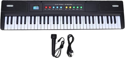 Elektronisch Toetsenbord - 61 Toetsen Piano - Muziek Leren - Ingebouwde Microfoon - 63 cm Lengte - Zwart