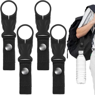 Water Bottle Clips - 4 stuks - Met Buckles - Portable Bottle Holder - Drink Hook - Water Bottle Buckle - Bottle Holder Clip - Clip voor waterfles - Hbuiten Accessoire - Voor Kamperen,Hiking,Reizen,Vissen - Zwart