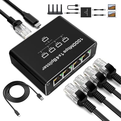 MKSS® Internet Splitter - Internetkabel - Netwerk Spiltter - 13x9x4cm - Zwart
