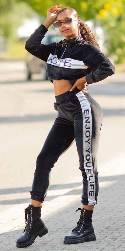 Huispak Dames - Joggingspak Dames - Love Zilver - Hanna - Maat L/XL