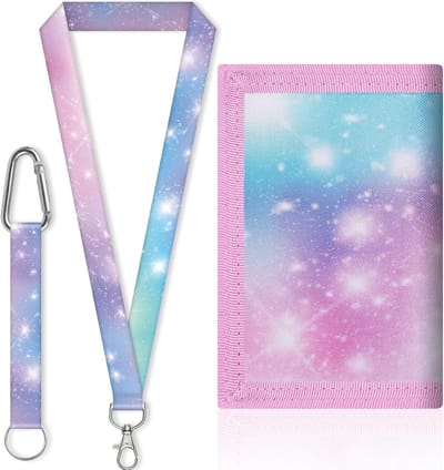 Ruime Rugtas voor Kinderen met Sleutelhanger, Roze Sterrenhemel Design, Ideaal voor Meisjes en Jongens