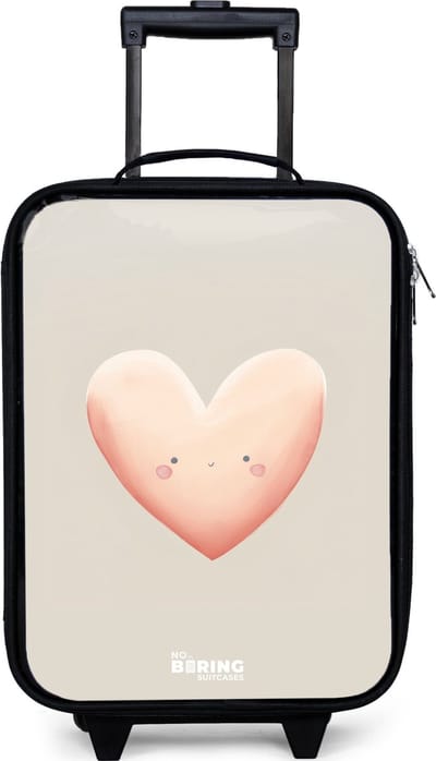 NoBoringSuitcases.com® - Kinderkoffer jongen - Kindertrolley meisje - Hart in pastel kleuren - Koffer kind lichtgewicht - Reiskoffer trolley voor kinderen - Koffertje met lichtgevende wieltjes - Rolkoffer zwart