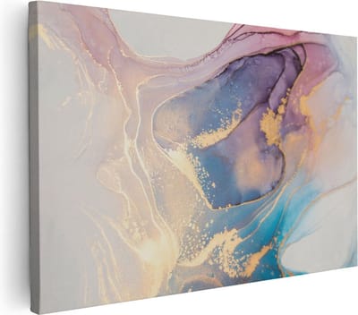 Artaza Canvas Schilderij Abstract - 90x60 cm - Wanddecoratie Goud - Muurdecoratie Woonkamer - Schilderijen Op Canvas Marmer