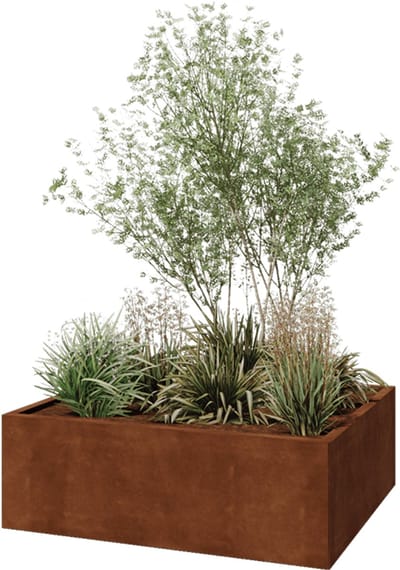 Cortenstaal plantenbak - Rechthoek - 120x100x40cm - Roestkleur - Met bodem - MySteel
