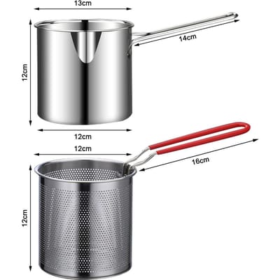 Récipient Filtre à Huile 1,5/2L Multifonctionnel Avec Panier à Frire Récipient à Graisse Grande Capacité Acier Inoxydable Pot Passoire à Huile