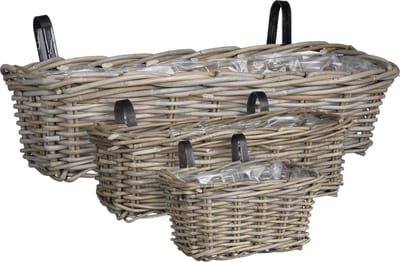 Mica Decorations Marcia Plantenbakken Set - 60x19x15 cm - Grijs