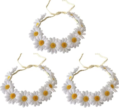Bloem Hoofdband - Zonnebloem Kroon - Feest Accessoire - Boheemse Stijl - Vrije Maat - Geel Blauw Paars Wit
