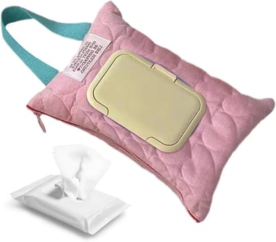 Doekjeshouder Reistas - Luierdispenser Tas - Babyverzorging Onderweg - Gewatteerd Zacht Ontwerp - 23 x 17 cm - Roze