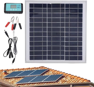 Zonnepaneel Kit - Oplaadset Controller - Energievoorziening Buiten - Continue Stroomvoorziening - 100W - Zwart