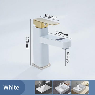 Touch LED Digitale Temperatuurweergave Bekken Kraan Koud Mengkraan Keramische Klepkern Keuken Badkamer Accessoires Wit