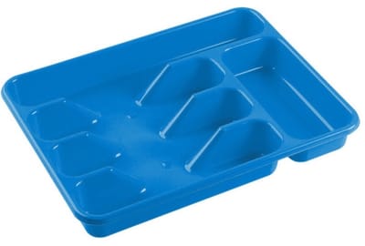 Hega Hogar Besteklade indeler - kunststof - 5 compartimenten - blauw - 34 x 26 x 5 cm - keuken organizer