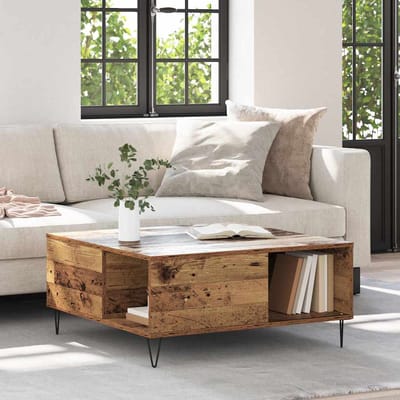 vidaXL - Salontafel - Oud - Hout - 80 - x - 80 - x - 36,5 - cm - Bewerkt - hout