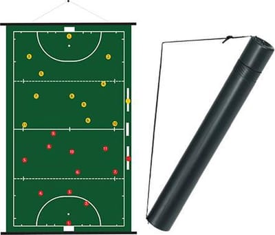 Oprolbaar HOCKEY coachbord (52x74 cm) + draagkoker