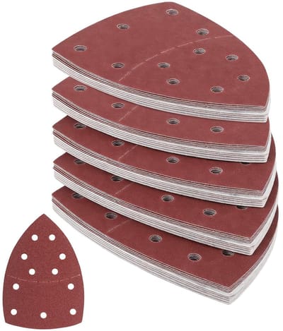 50 stuks driehoekige schuurpapier met korrel 40/60/80/120/180, klittenband schuurpads voor hout, beton en metaal, 152 x 105 mm