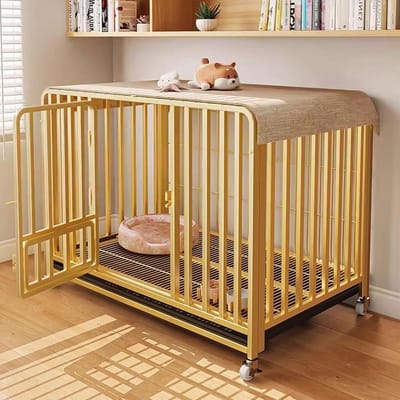 Hondenbench met lade - Binnenkennel huisdier - Veilige rustplek - Dubbele deur ontwerp - 78 x 54 x 71 cm